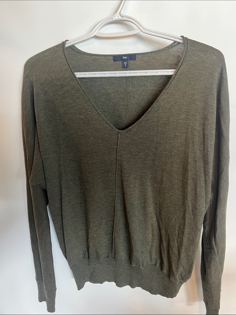 GAP Olive Green V-Neck Lightweight Pullover